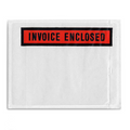 Picture of a white invoice bag with  "invoice Enclosed" printed on it in large black and red lettering on it Pressure Sensitive Self Adhesive for Invoice 