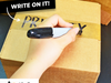Kraft Paper Flatback Tape infographic mentioning it can be written on