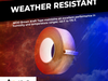 Kraft Paper Flatback Tape infographic mentioning it is weather resistant