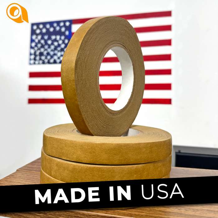 Kraft Paper Flatback Tape infographic mentioning it is made in usa