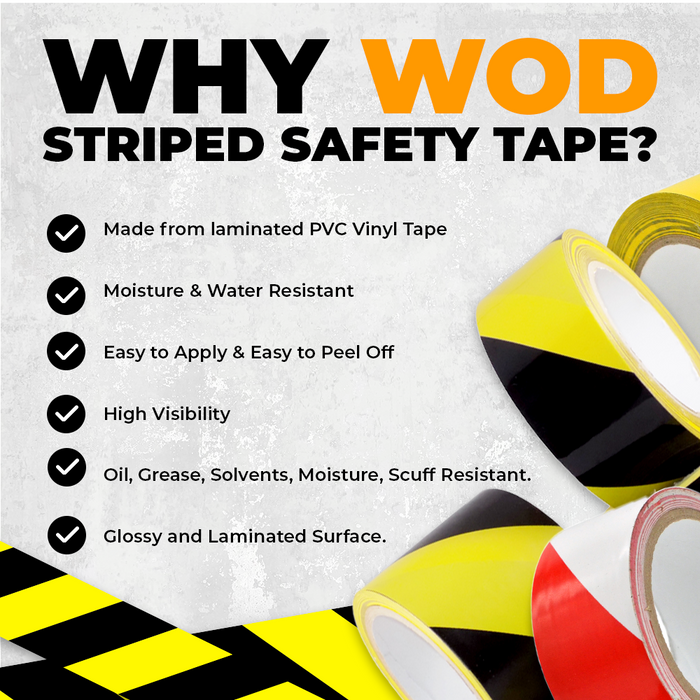 WOD Striped Safety Warning Tape Laminated VSWT189L