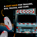 infographic about Black and yellow Striped Reflective Tape mentioning it aids safety on stairs, trucks, road signage and more