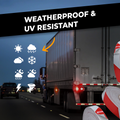 infographic about Black and yellow Striped Reflective Tape mentioning it is weather and UV resistant