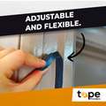 Double Sided Foam Tape Roll infographic detailing it is adjustable and flexible