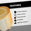 Infographic of Film Tape Detailing it is low friction and non-stick, resistant to weather and chemicals and abrasion