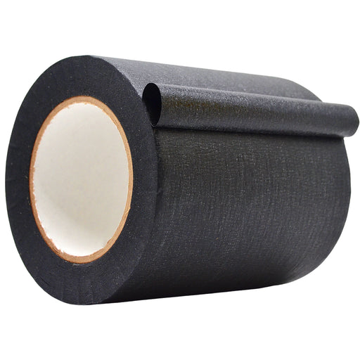Close up of a roll of Flatback Tape - black 6 inch
