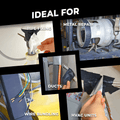 infographic about matte black  aluminum foil tape detailing it is great for pipe fixing, metal repair, ducts, and wire bundling
