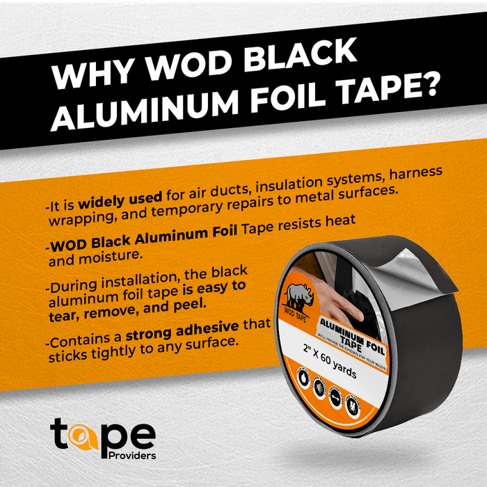 Aluminum Foil Tape Black Matte 2 Mil - 27 yards - AFTB20A