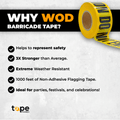 infographic about Colored Barricade Tape , mentioning its safety, extreme weather resistance, stronger than the average