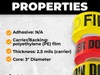 infographic of Colored Barricade Tape being non-adhesive, durable, 2.5 mm thick - 1000ft - available in bulk