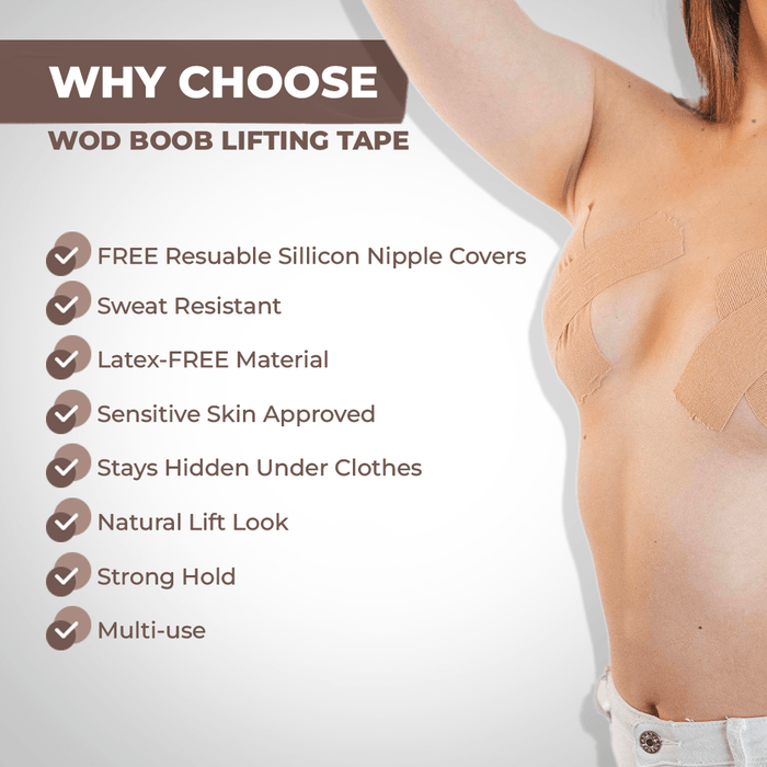 Boob Lifting Tape, 1 Roll of Body Adhesive for Push Up, Waterproof Strong  Hold for All Breast Sizes. 1 Pair of Nipple Covers Included. -  Canada