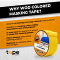 Infographic about masking tape showing it is multi-use, and says it is for painting projects identification or labeling, and industrial or commercial use