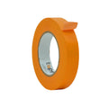 Close up of a roll of Flatback Tape, available in red black blue yellow orange white 