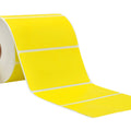 Multiple Stacked rolls of yellow  Nametag Sticker  Thermal Label Roll 