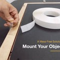 Transfer tape infographic detailing it is ideal to mount objects onto surfaces