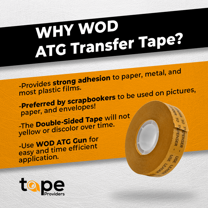 WOD ATG Tape 2 Mil, (Better Adhesion than ATG20RW) Adhesive Transfer Tape Glider Refill Rolls Clear Adhesive on Gold Liner (Acid Free), ATG20RWX
