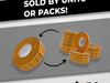 Transfer tape roll infographic detailing it is sold by units or packs