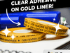 infographic of transfer tape detailing its construction comprised of a gold yellow liner and a clear adhesive