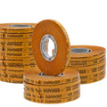 Transfer tape infographic mentioning it is strong adhesive, great for scrapbookers, double sided, and easy to use with dispenser