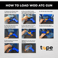infographic demonstrating how to load the tape into dispenser gun