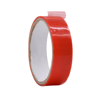 Acrylic Adhesive clear double sided tape with a red backing