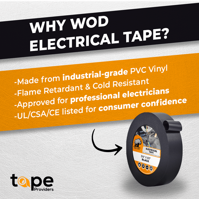 WOD Premium Grade Black Electrical Tape General Purpose ETB866