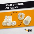 Filament Strapping Tape infographic detailing it is sold by the roll or  by the case
