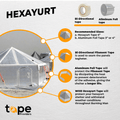 Filament Strapping Tape infographic detailing it is great for building a hexayurt