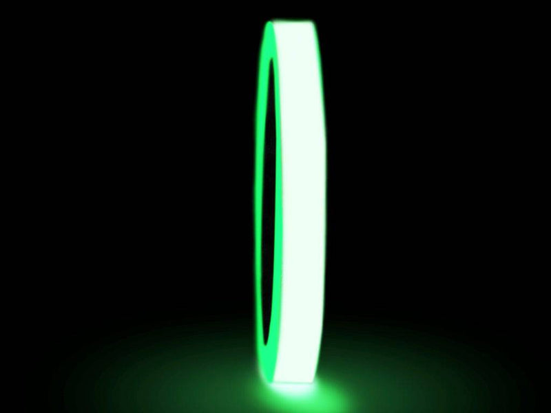 Close up of glow in the dark tape roll glowing