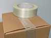 Close up of filament tape on a shipping box