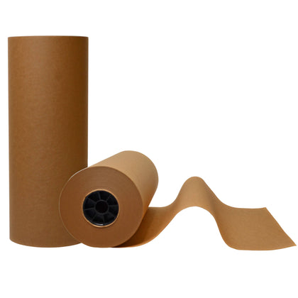 two rolls of brown 100% Virgin Natural Kraft Paper