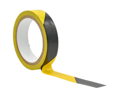 1 inch roll of black and yellow striped hazard tape