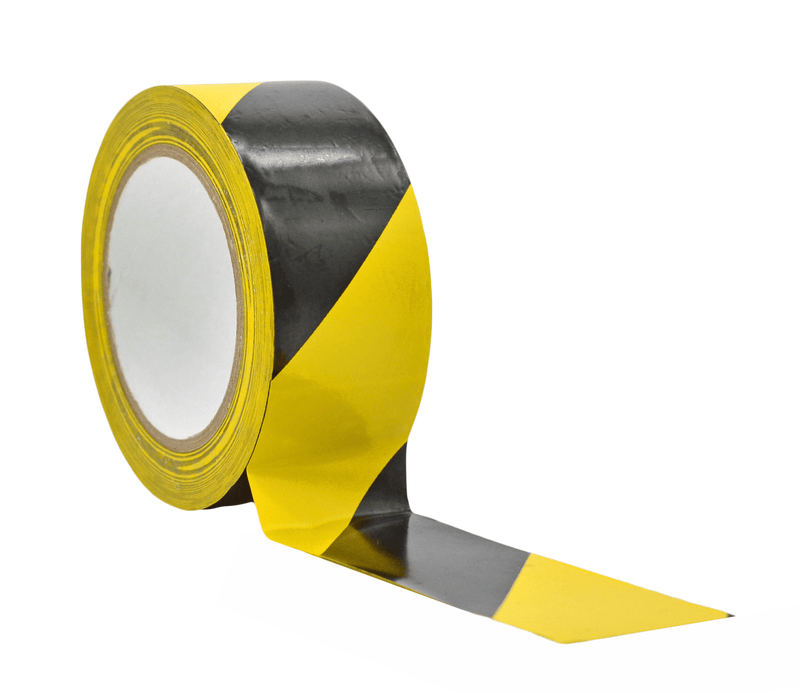 2 inch roll of black and yellow hazard tape