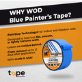 infographic of blue painters tape highlighting its qualities