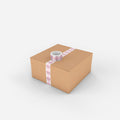 custom box tape with pink logo on brown box