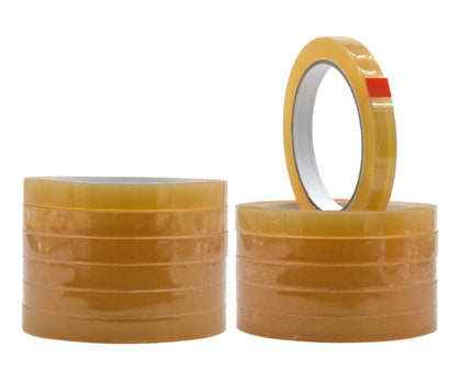 close up of multiple stacked rolls of Cellophane Biodegradable Packaging Tape - 1/2 inch