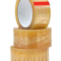 close up of multiple stacked rolls of Cellophane Biodegradable Packaging Tape - 4 inch wide