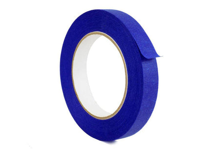 Close up of a roll of blue painters masking tape - 1/2 inch