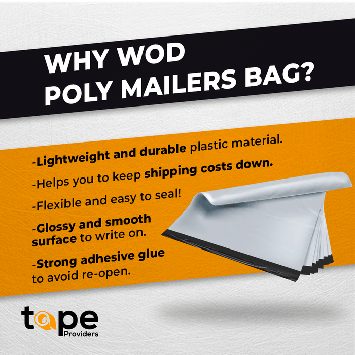 WOD PME White Glossy Poly Mailers - 19x14.5 Inch - Plastic Shipping Bags / Envelopes with Self Seal - For Mailing / Packaging, Documents, Clothing, or Small Items for Small Businesses