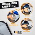 infographic of poly mailer plastic bag describing benefits of their use in shipping small electronics, clothing, books, and documents