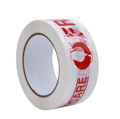 Close up of a Fragile Handle with Care Carton Sealing Tape roll