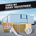 Fragile Handle with Care Carton Sealing Tape infographic mentioning it is used by many industries