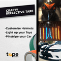 infographic about Reflective Tape mentioning it is weather and UV resistant