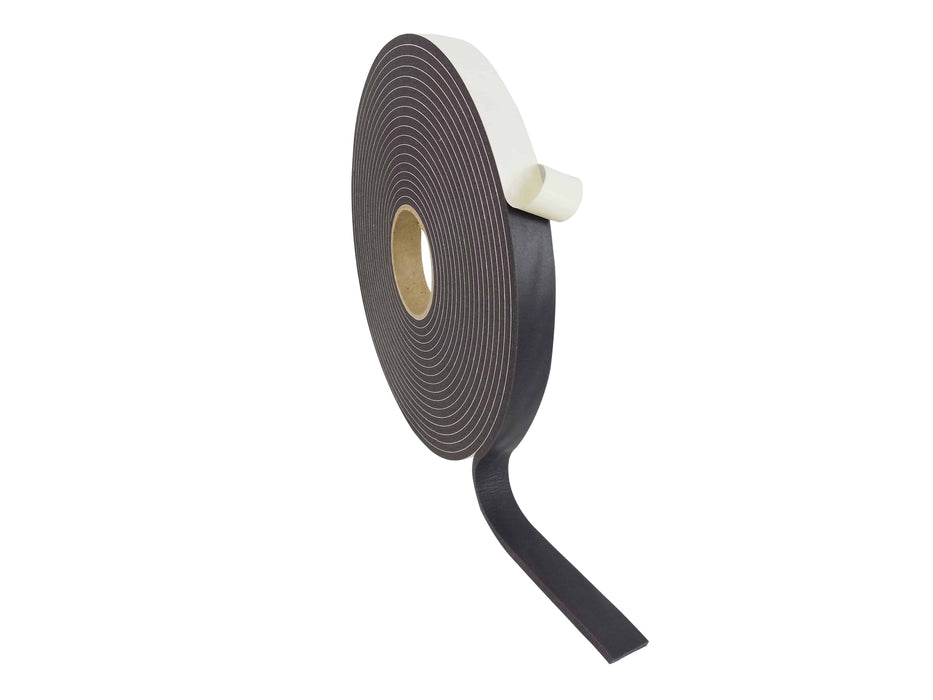 Weather Stripping Foam Tape 1/8 inch Thick - Black - Sound Proofing and Insulation Tape SSLDFT