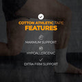infographic detailing benefits of thumb tape such as maximum protection, sweat resistant, highly elastic