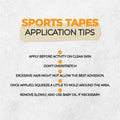 infographic of sports tape detailing how to apply it and tips and tricks while using