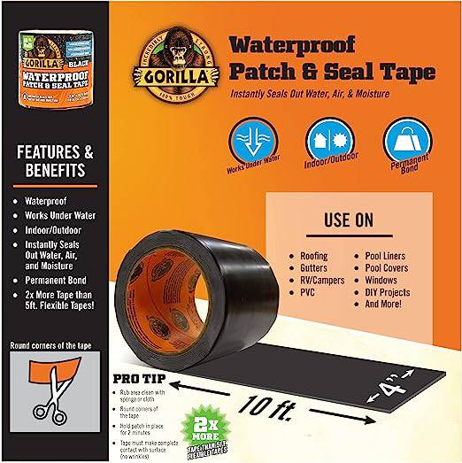 Gorilla Waterproof Patch & Seal Tape 4 inch x 10 feet