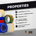 Infographic about Greenhouse repair tape highlighting its properties like 5.5 mm thickeness, 