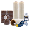 Promotion bundle of 4 Rolls of plastic Stretch Wrap  rolls  brown or clear Packaging Tape with 2 Dispensers for Packaging Tape 
