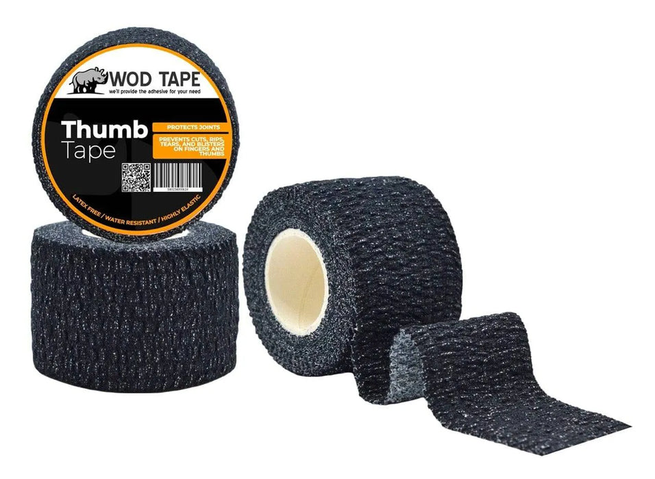 WOD Weightlifting Thumb Tape, Black – 1.5 inch Wide (Pack of 3) Latex-Free, Stretch Self Adhesive, ST-CEAB